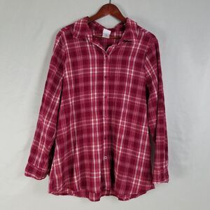 Just My Size Shirt Womens 2X Top Red Plaid Long Sleeve‎ Collar Button Up JMS